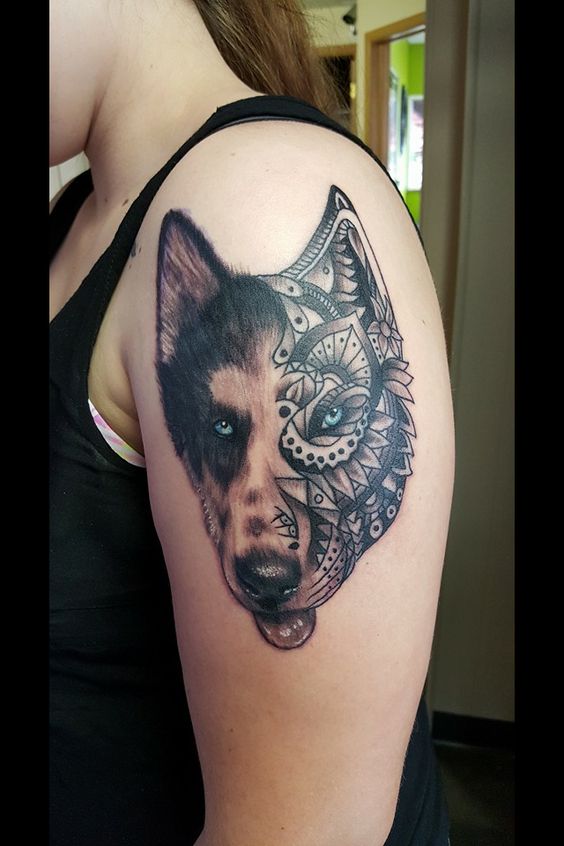 Husky tattoo on arm