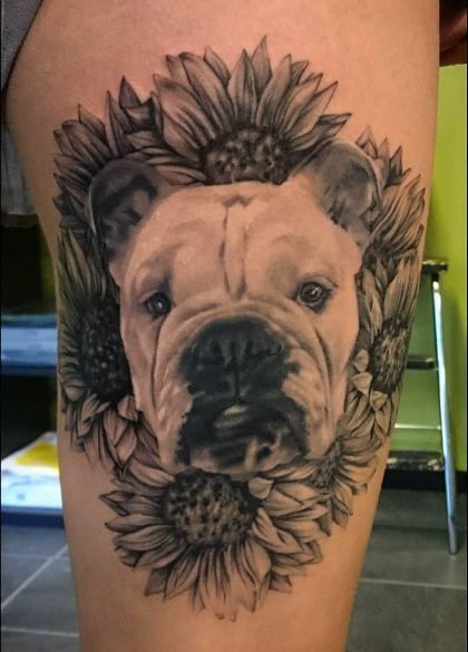 English Bulldog art tattoo idea
