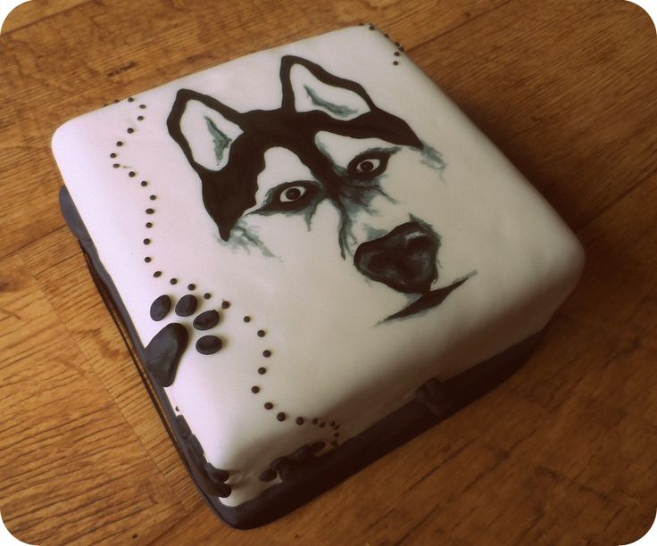 hand painted husky cake